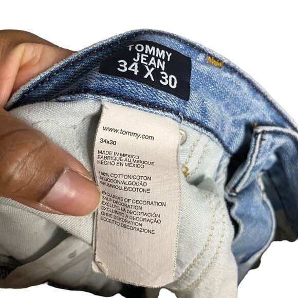 Tommy Hilfiger Men's Light Wash Premium Slim Straight Denim Jeans - Picture 9 of 11